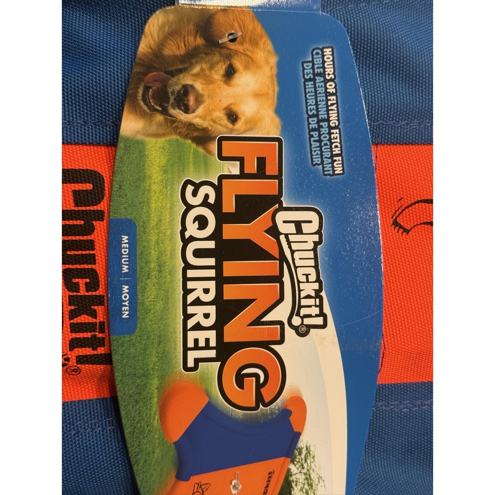 Chuckit! Flying Squirrel Medium Floating Canvas Dog Toy Orange Blue - Picture 16 of 16